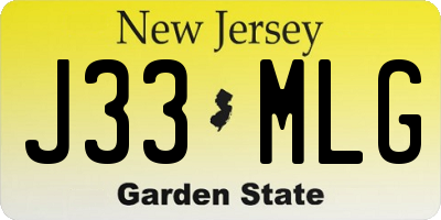NJ license plate J33MLG