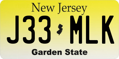 NJ license plate J33MLK