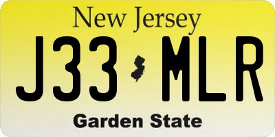 NJ license plate J33MLR