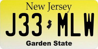 NJ license plate J33MLW