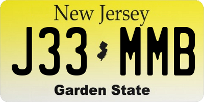 NJ license plate J33MMB