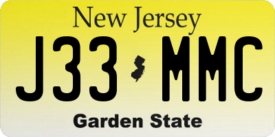 NJ license plate J33MMC