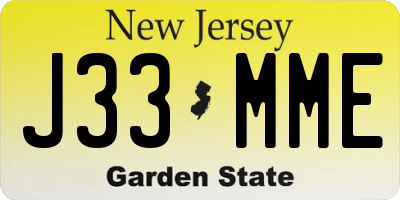 NJ license plate J33MME