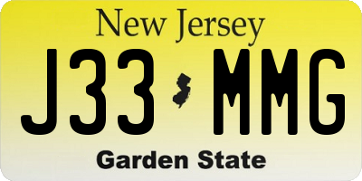 NJ license plate J33MMG