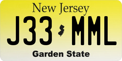 NJ license plate J33MML