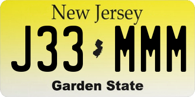 NJ license plate J33MMM