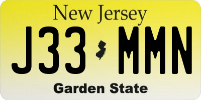 NJ license plate J33MMN