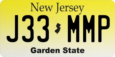 NJ license plate J33MMP