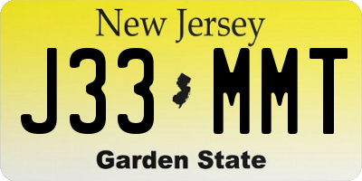 NJ license plate J33MMT