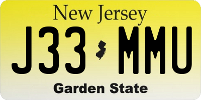NJ license plate J33MMU