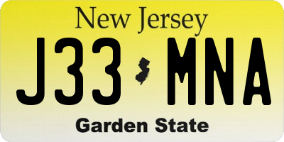 NJ license plate J33MNA