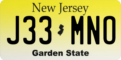 NJ license plate J33MNO