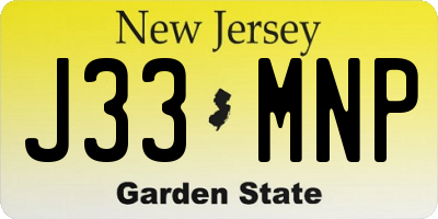 NJ license plate J33MNP