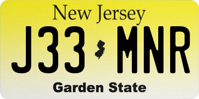 NJ license plate J33MNR