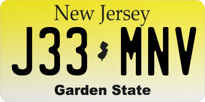 NJ license plate J33MNV