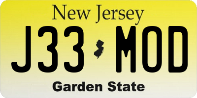 NJ license plate J33MOD