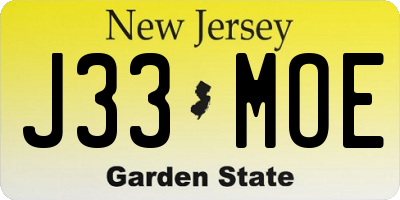 NJ license plate J33MOE