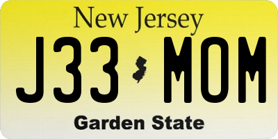 NJ license plate J33MOM
