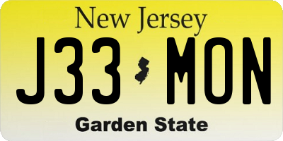 NJ license plate J33MON