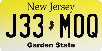 NJ license plate J33MOQ