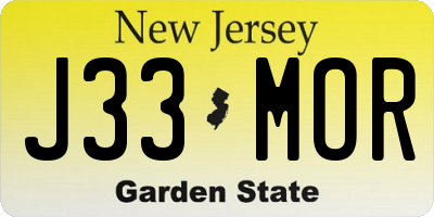 NJ license plate J33MOR