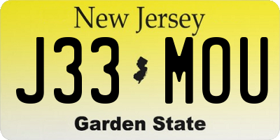 NJ license plate J33MOU