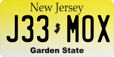 NJ license plate J33MOX