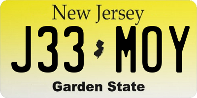 NJ license plate J33MOY
