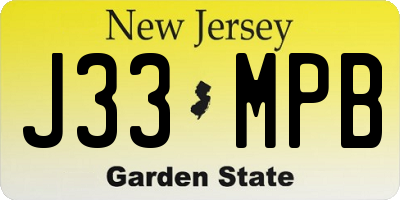 NJ license plate J33MPB