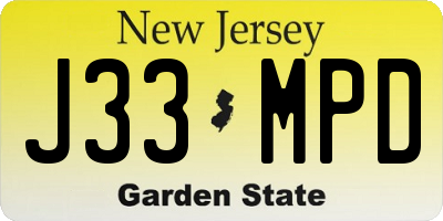 NJ license plate J33MPD