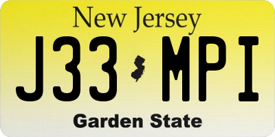 NJ license plate J33MPI