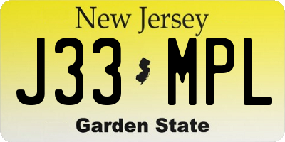 NJ license plate J33MPL