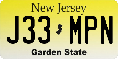 NJ license plate J33MPN
