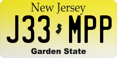 NJ license plate J33MPP