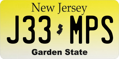 NJ license plate J33MPS