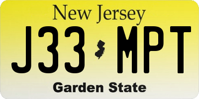 NJ license plate J33MPT