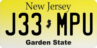 NJ license plate J33MPU