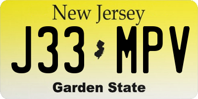 NJ license plate J33MPV