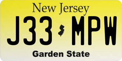 NJ license plate J33MPW