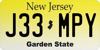 NJ license plate J33MPY
