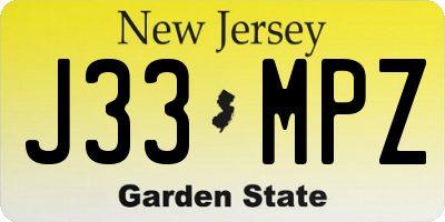 NJ license plate J33MPZ