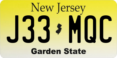 NJ license plate J33MQC