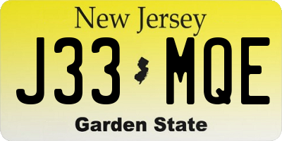 NJ license plate J33MQE