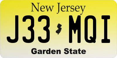 NJ license plate J33MQI