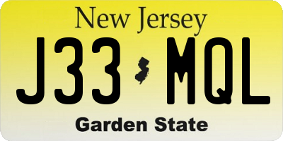NJ license plate J33MQL