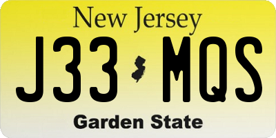 NJ license plate J33MQS