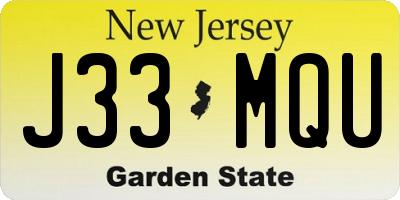 NJ license plate J33MQU