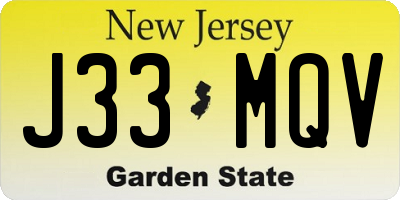 NJ license plate J33MQV