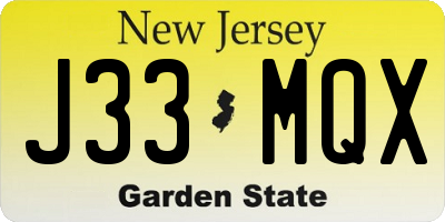 NJ license plate J33MQX