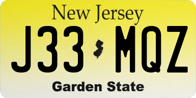NJ license plate J33MQZ
